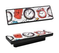 DragonBtu 4 Pcs Rectangle Cabinet Handle Cupboard Knob Drawer Pulls Handle Cartoon Clock Drawer Knobs with Screws Furniture Decor