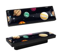 DragonBtu 4 Pcs Rectangle Cabinet Handle Cupboard Knob Drawer Pulls Handle Colorful Planets Drawer Knobs with Screws Furniture Decor