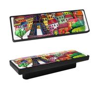 DragonBtu 4 Pcs Rectangle Cabinet Handle Cupboard Knob Drawer Pulls Handle Eiffel Tower Colorful Drawer Knobs with Screws Furniture Decor