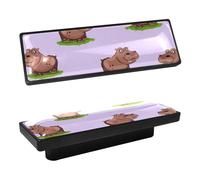 DragonBtu 4 Pcs Rectangle Cabinet Handle Cupboard Knob Drawer Pulls Handle Hippo Pattern Drawer Knobs with Screws Furniture Decor