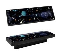 DragonBtu 4 Pcs Rectangle Cabinet Handle Cupboard Knob Drawer Pulls Handle Night Sky Planets Drawer Knobs with Screws Furniture Decor