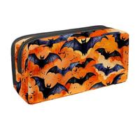 DragonBtu Large Capacity Pencil Case with Zipper 2 Compartment Pen Pouch Makeup Bag for School Office Organizer Halloween Bats