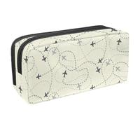 DragonBtu Large Capacity Pencil Case with Zipper 2 Compartment Pen Pouch Makeup Bag for School Office Organizer Airplane Route