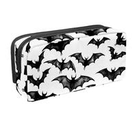 DragonBtu Large Capacity Pencil Case with Zipper 2 Compartment Pen Pouch Makeup Bag for School Office Organizer Halloween Bats