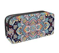 DragonBtu Large Capacity Pencil Case with Zipper 2 Compartment Pen Pouch Makeup Bag for School Office Organizer Retro Indian Style Bohemia
