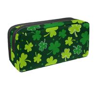 DragonBtu Large Capacity Pencil Case with Zipper 2 Compartment Pen Pouch Makeup Bag for School Office Organizer Clover Pattern