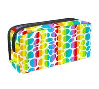 DragonBtu Large Capacity Pencil Case with Zipper 2 Compartment Pen Pouch Makeup Bag for School Office Organizer Rainbow Polka Dots