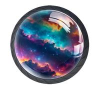 DragonBtu Set of 4 Glass and Steel Knobs Kitchen Cabinet Cupboard Door knobs, Chest, Furniture, Drawer Handles with Nebula Universe