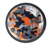 DragonBtu Set of 4 Glass Knobs Kitchen Cabinet Cupboard Door knobs, Chest, Furniture, Drawer Handles with Abstract Orange Gray