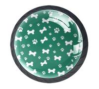 DragonBtu Set of 4 Glass Knobs Kitchen Cabinet Cupboard Door knobs, Chest, Furniture, Drawer Handles with Dog Paws Bones