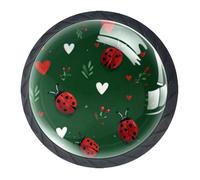 DragonBtu Set of 4 Glass Knobs Kitchen Cabinet Cupboard Door knobs, Chest, Furniture, Drawer Handles with Ladybug