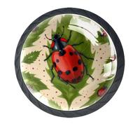 DragonBtu Set of 4 Glass Knobs Kitchen Cabinet Cupboard Door knobs, Chest, Furniture, Drawer Handles with Beetle Ladybug