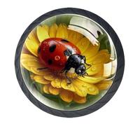 DragonBtu Set of 4 Glass Knobs Kitchen Cabinet Cupboard Door knobs, Chest, Furniture, Drawer Handles with Ladybug