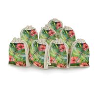 Dragonflies And Flowers Bunches Pocket Cotton And Hemp with Drawstring 8 Pieces Reusable Gift Bags Jewelry Pouch for Wedding DIY Craft Party (4.9 X 6.7 Inch)