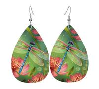 dragonflies and flowers earrings for women leather teardrop double sided earrings lightweight dangle earrings for women ear accessories jewelry fashion birthday gift