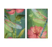 Dragonflies And Flowers Passport Holder, ID Card Protector Case Passport Holder with Slot Passports Travel Wallet Document Cover for Women And Men
