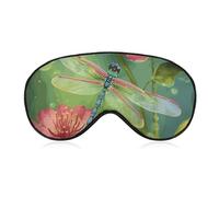 Dragonflies and Flowers Sleep Mask for Women Men Side Sleeper Eye Cover with Adjustable Strap Soft Breathable Blackout Mask Slip-Free Deep Sleeping Travel Essentials