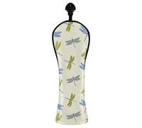 Dragonflies Beige Golf Club Covers for Men Women PU Leather Golf Headcovers with Number Tags for Driver Wood Hybrid