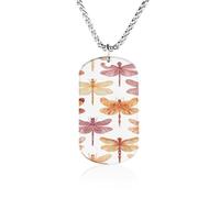 Dragonflies Boho Autumn Doodle Women's Pendant Necklace for Men Silver Chain Customizable Jewelry Dog Tag Necklaces