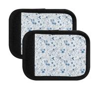 Dragonflies Botanical Flowers Blue Luggage Handle Wraps Soft Handle Covers Soft Grip Handle Cover for Suitcase Shopping, Dragonflies Botanical Flowers Blue 1, Set of 4