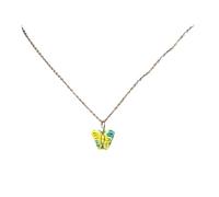 Dragonflies/Butterfly Charm Necklace Thin, Yellow green butterf