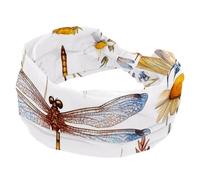 Dragonflies Chamomiles Floral with Grass Twigs Wide Headbands for Women, Yoga Workout Head Bands Wide Elastic Hair Bands for Washing Face Makeup