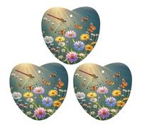 Dragonflies Flowers And Plants Car Air Freshener, 3 Pcs Love form Hanging Air Freshener Cards, Long Lasting Fragrance Scented Cards for Car, Home, Office White-style