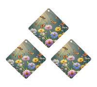 Dragonflies Flowers And Plants Car Air Freshener, 3 Pcs Rhombus Hanging Air Freshener Cards, Long Lasting Fragrance Scented Cards for Car, Home, Office White-style