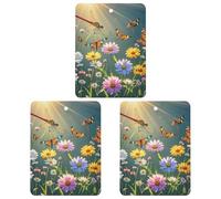 Dragonflies Flowers And Plants Car Air Freshener, 3 Pcs Square Hanging Air Freshener Cards, Long Lasting Fragrance Scented Cards for Car, Home, Office Gray-style