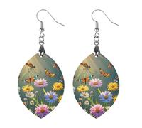 Dragonflies Flowers And Plants Wooden Earrings for Women, Vintage Elegant Wood Jewelry, Lightweight Earrings for Wedding, Party, Everyday Jewelry Gift, Star, Wood, wood
