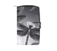 Dragonflies Grey Leather Wallet,Multiple Card Slots Clip,Multi-Functional Slim Billfold For Men Women