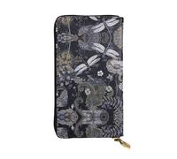 Dragonflies Grey Print Leather Long Clutch Wallet â€“ Fashionable Personalized Wallet, Multiple Card Slots, Gift Ready, Black, One Size, Black, One Size