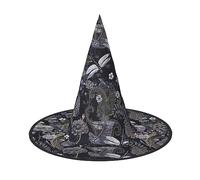 Dragonflies Grey Print Teens Adults Halloween Witch Hat Unisex Cap For Wide Brim Carnivals Party Accessory