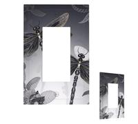 Dragonflies Grey Wall Plate Cover Modern Decorative 1 Gang Light Switch Cover Unbreakable Receptacle Outlet Covers For Living Room Bedroom Home Decor 1 Gang