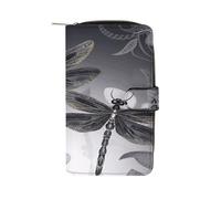 Dragonflies Grey Wallet Multifunctional Leather Wallets for Men Compact Long Wallet Credit Card Holder Passport Bag