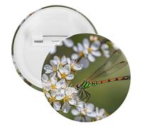 Dragonflies on Flowers And Branches Badge Metal Round Pins, Lightweight Brooch for Backpack, Fashion Button Pins Badge for Shirts, Jackets, Shawl Coat, Unisex, 12PCS, Tinplate, metal round pins