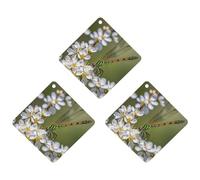 Dragonflies on Flowers And Branches Car Air Freshener, 3 Pcs Rhombus Hanging Air Freshener Cards, Long Lasting Fragrance Scented Cards for Car, Home, Office Gray-style