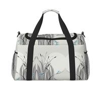 Dragonflies On Flowers and Branches Full Print Travel Duffle Bag with Adjustable Shoulder Strap,Large Capacity Twill Polyester Crossbody Bag for Gym,Weekend Trips Outdoor Activities