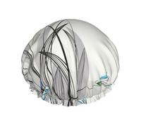 Dragonflies On Flowers And Branches Printed Double-Layer Shower Cap, Reusable Shower Cap, Suitable For Various Hair Lengths