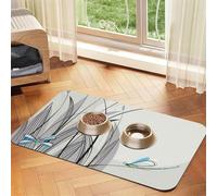Dragonflies On Flowers And Branches Printed Pet Bowl Mats, Non-Slip And Tasteless Dog And Cat Feeding Mats
