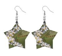 Dragonflies on Flowers And Branches Wooden Earrings for Women, Vintage Elegant Wood Jewelry, Lightweight Earrings for Wedding, Party, Everyday Jewelry Gift, Star, Wood, wood