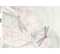 Dragonflies + Pastel Background Rice Paper ITD D0487M - 1 x A4 Sheet of Classic decoupage Rice Paper