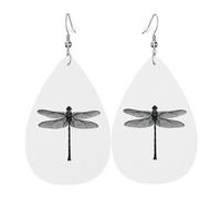 Dragonfly 1 Piercing Teardrop Earrings Set Trendy Faux Leather For Women Girls Birthday Xmas Jewelry Gift