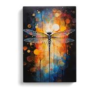 Dragonfly Abstract Art Canvas Print | Gallery Wrapped 30mm Frame Wall Art | 30x20 inches | Ready to Hang | Abstract Animals Picture | Living Room Bedroom Lounge Office
