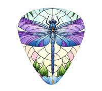 Dragonfly-Against-Sky-Floral 12 Pack Guitar Picks With 3 Thicknesses And Storage Box, Abs Plectrums For Electric Bass Guitar Players