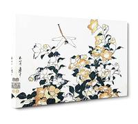 Dragonfly And Bellflower By Katsushika Hokusai Canvas Print | Gallery Wrapped 30mm Frame Wall Art | 30x20 inches | Ready to Hang | Asian Animals Picture | Living Room Bedroom Lounge Office