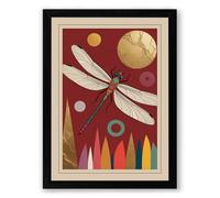 Dragonfly and Circles Boho Framed Wall Art Print A2 (59.4×42cm) Black, Wall Decor for Living Room, Bedroom, Office & Home, Ready to Hang, Art Gift