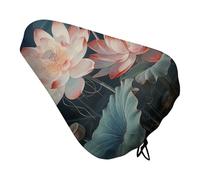 Dragonfly and Flower Bike Seat Cover Waterproof Oxford Fabric, Universal Adjustable Bicycle Saddle Cover with Drawstring Easy Install Protective Rain Dust Covers for Women Men