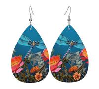 dragonfly and flower earrings for women leather earings teardrop double sided dangle earrings lightweight earrings for women ear accessories fashion jewelry birthday gift