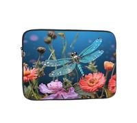 Dragonfly and Flower Laptop Case 13 inch, TSA Laptop Sleeve Shockproof Protective Notebook Case Water Resistant Computer Carrying Cover Briefcase Handbags Men Women Computer Bag